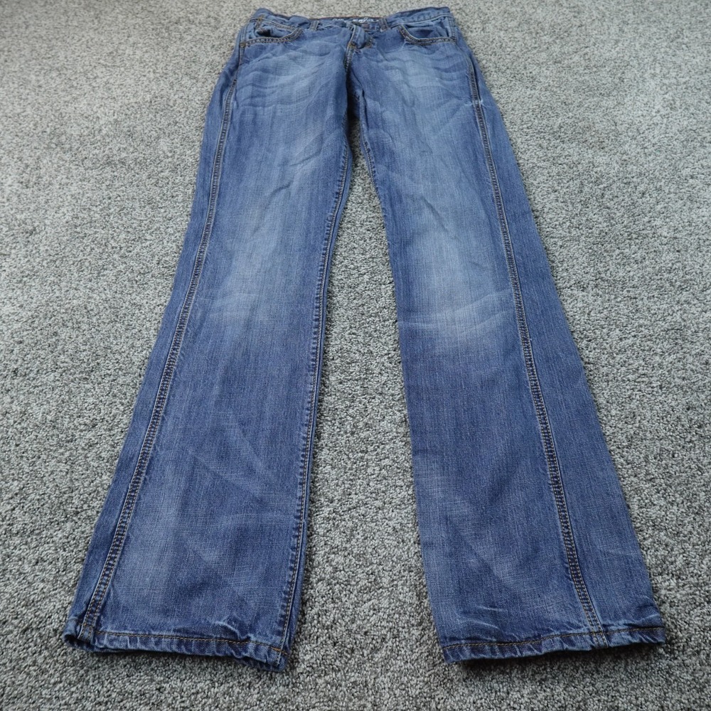 Wrangler Jeans Mens 31X36 Dark Blue Denim Pants Retro Relaxed Boot Western Fade